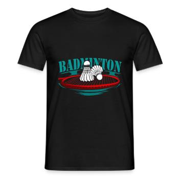 Badminton racquet sports - Men's T-Shirt - black - Front - AI Model Male 178 light (178cm)