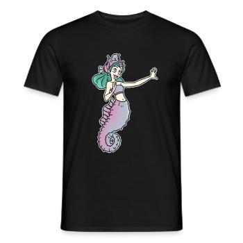 Seepferdchen Prinzessin Fisch Ozean Geschenk - Männer T-Shirt - Schwarz - Vorne - AI Model Male 178 light (178cm)
