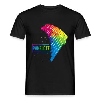 Pan pipes flute music - Men's T-Shirt - black - Front - AI Model Male 178 light (178cm)