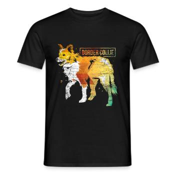 Border Collie polygon - Men's T-Shirt - black - Front - AI Model Male 178 light (178cm)