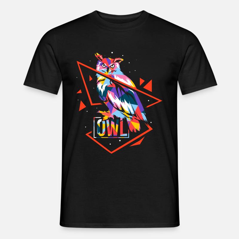 Polygon Eule - Männer T-Shirt - Schwarz
