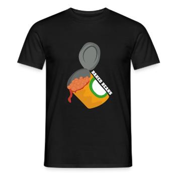 blik bonen - Heren T-shirt - zwart - Voor - AI Model Male 178 light (178cm)