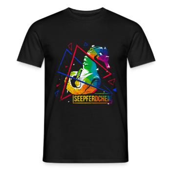 Seahorse polygon gift - Men's T-Shirt - black - Front - AI Model Male 178 light (178cm)