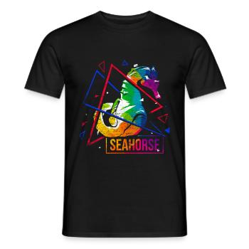 Seahorse polygon gift - Men's T-Shirt - black - Front - AI Model Male 178 light (178cm)