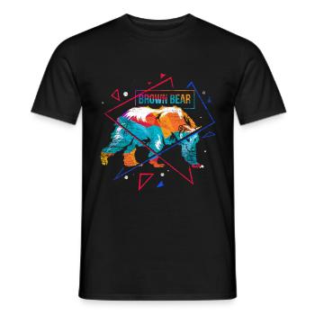 Polygone ours brun - T-shirt homme - noir - Devant - AI Model Male 178 light (178cm)