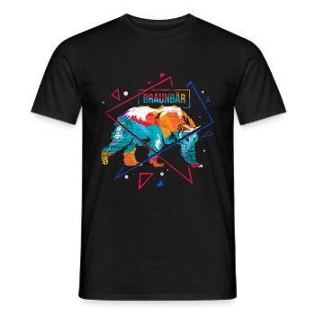 Brown bear polygon - Men's T-Shirt - black - Front - AI Model Male 178 light (178cm)