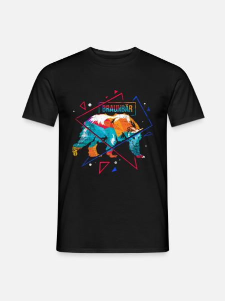 Bräunbären Polygon - Männer T-Shirt - Schwarz