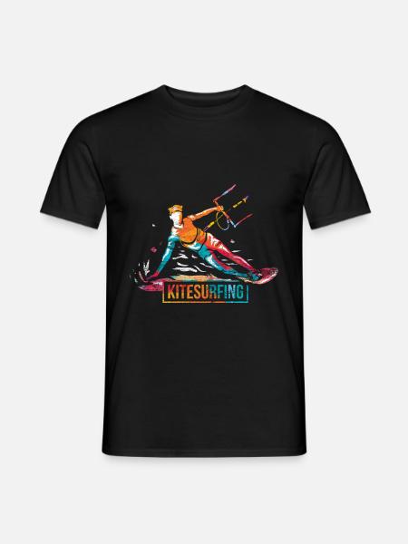 Cadeau polygone de kitesurf - T-shirt homme - noir