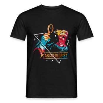 Archaeologist polygon gift - Men's T-Shirt - black - Front - AI Model Male 178 light (178cm)