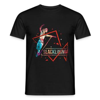 Slackline polygon gift - Men's T-Shirt - black - Front - AI Model Male 178 light (178cm)