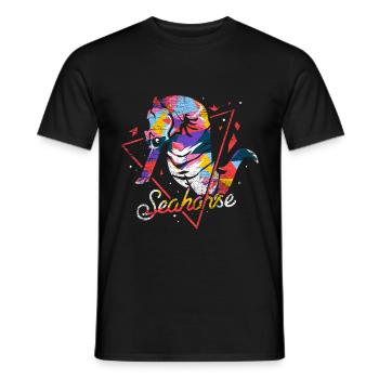 Seahorse polygon gift - Men's T-Shirt - black - Front - AI Model Male 178 light (178cm)