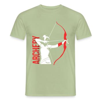 tir à l'arc - T-shirt homme - vert sauge - Devant - AI Model Male 178 light (178cm)