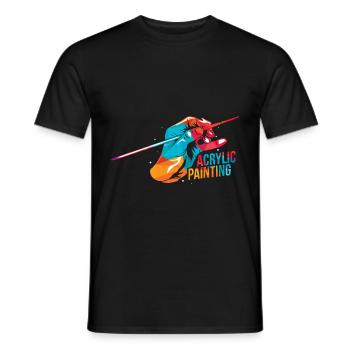 Polygone de peinture acrylique - T-shirt homme - noir - Devant - AI Model Male 178 light (178cm)