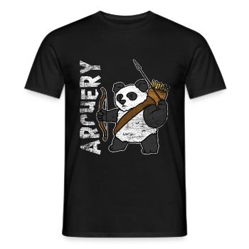Panda Bogenschießen Geschenk - Männer T-Shirt - Schwarz - Vorne - AI Model Male 178 light (178cm)