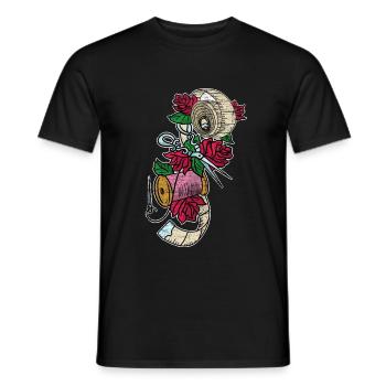 sew - Men's T-Shirt - black - Front - AI Model Male 178 light (178cm)