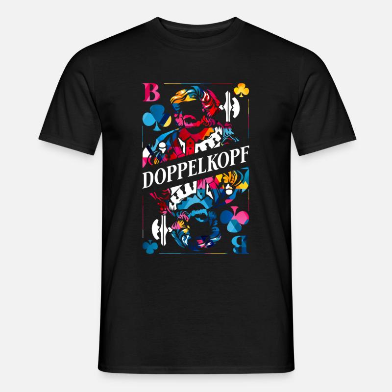 Doppelkopf Polygon - Männer T-Shirt - Schwarz