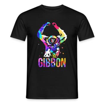 Gibbon Polygon Geschenk - Männer T-Shirt - Schwarz - Vorne - AI Model Male 178 light (178cm)
