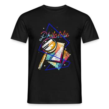 Philatélie cadeau polygone - T-shirt homme - noir - Devant - AI Model Male 178 light (178cm)
