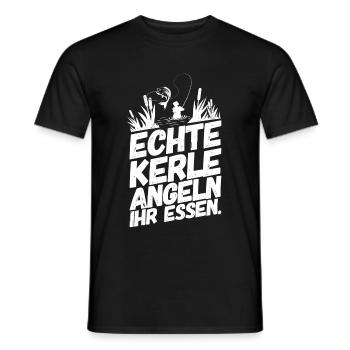 Fishing Fishing Funny Sayings Real Guys - Men's T-Shirt - black - Front - AI Model Male 178 light (178cm)
