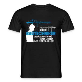 bautechniker - Männer T-Shirt - Schwarz - Vorne - AI Model Male 178 light (178cm)