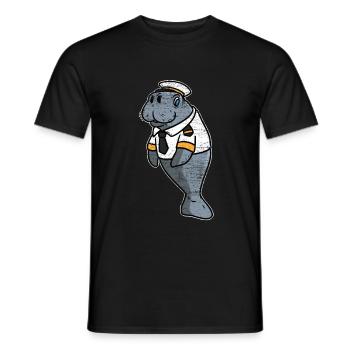 Manatee Captain - Men's T-Shirt - black - Front - AI Model Male 178 light (178cm)