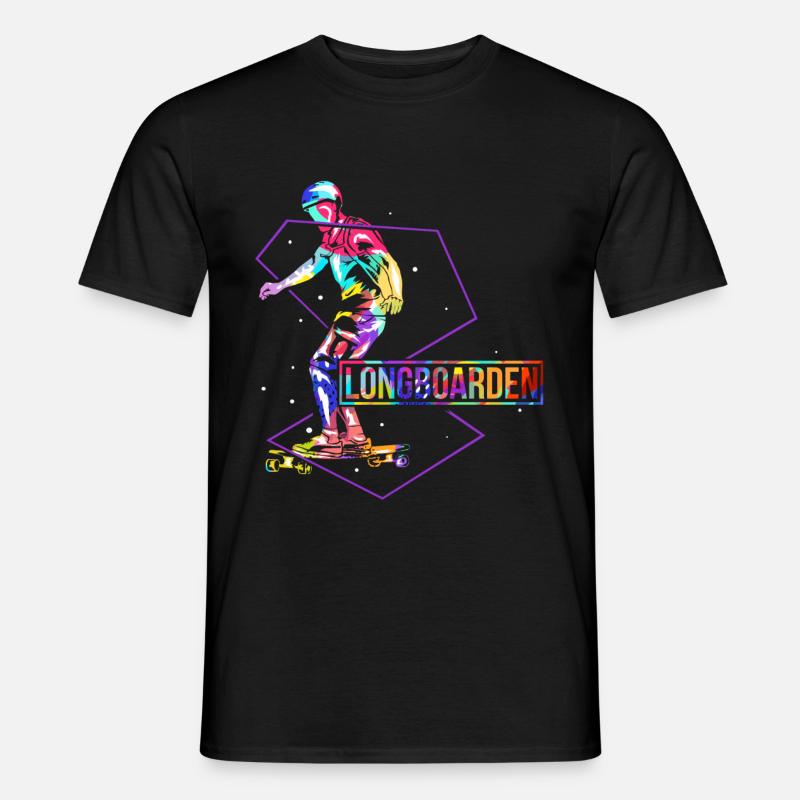 Longboarden Polygon - Männer T-Shirt - Schwarz