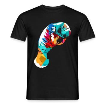 Sea cow polygon - Men's T-Shirt - black - Front - AI Model Male 178 light (178cm)