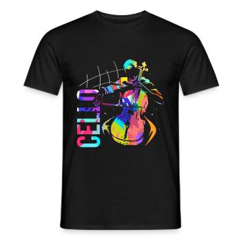 Cello - Männer T-Shirt - Schwarz - Vorne - AI Model Male 178 light (178cm)