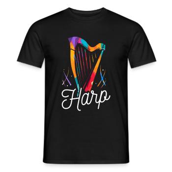 Harfe - Männer T-Shirt - Schwarz - Vorne - AI Model Male 178 light (178cm)