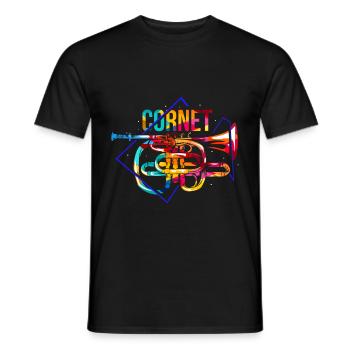 cornet à pistons - T-shirt homme - noir - Devant - AI Model Male 178 light (178cm)