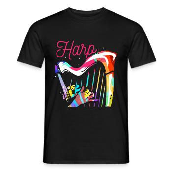 Harfe - Männer T-Shirt - Schwarz - Vorne - AI Model Male 178 light (178cm)