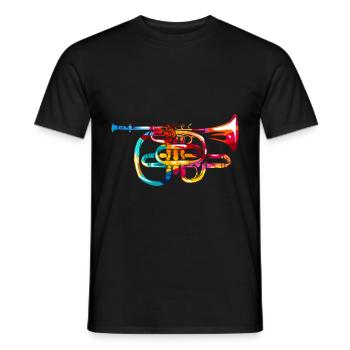 cornet à pistons - T-shirt homme - noir - Devant - AI Model Male 178 light (178cm)