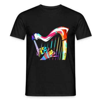 Harfe - Männer T-Shirt - Schwarz - Vorne - AI Model Male 178 light (178cm)