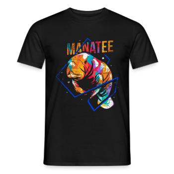 Manatee Dugong polygon - Men's T-Shirt - black - Front - AI Model Male 178 light (178cm)