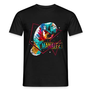 Sea cow polygon - Men's T-Shirt - black - Front - AI Model Male 178 light (178cm)