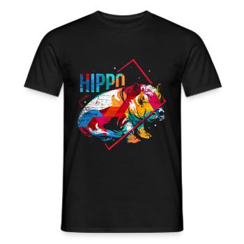 Hippo Polygon - Men's T-Shirt - black - Front - AI Model Male 178 light (178cm)