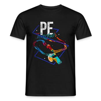 PE teacher polygon - Men's T-Shirt - black - Front - AI Model Male 178 light (178cm)