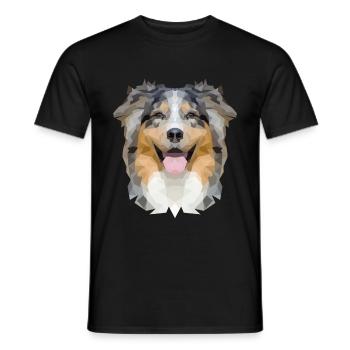 Australian Shepherd polygon - Men's T-Shirt - black - Front - AI Model Male 178 light (178cm)