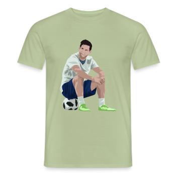 Ballon de foot - T-shirt homme - vert sauge - Devant - AI Model Male 178 light (178cm)