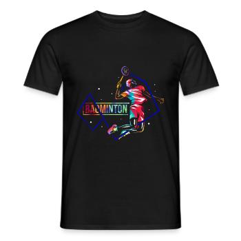 Badminton sport - Men's T-Shirt - black - Front - AI Model Male 178 light (178cm)