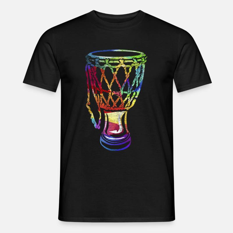 Cadeau de tambour de coupe Djembe - T-shirt homme - noir