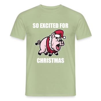 Navidad de cerdo - Camiseta hombre - salviegrøn - delante - AI Model Male 178 light (178cm)