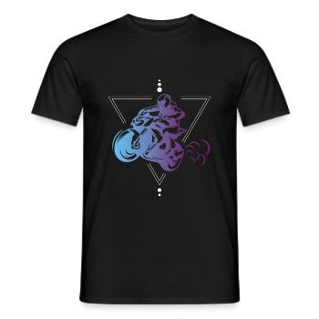 Motorbike motorcyclist purple abstract - Men's T-Shirt - black - Front - AI Model Male 178 light (178cm)