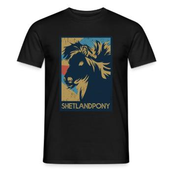 Shetlandpony - Männer T-Shirt - Schwarz - Vorne - AI Model Male 178 light (178cm)