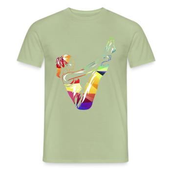 Pilates exercise - Men's T-Shirt - sage - Front - AI Model Male 178 light (178cm)