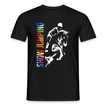 Show Jumping Springreiten Reiten - Männer T-Shirt - Schwarz - Vorne - AI Model Male 178 light (178cm)