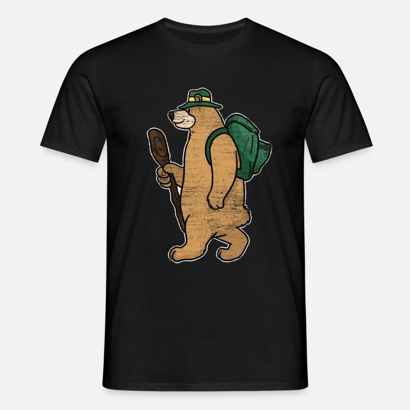 Backpacker bear gift - Men's T-Shirt - black