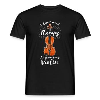 Violin violin violin player saying therapy - Men's T-Shirt - black - Front - AI Model Male 178 light (178cm)