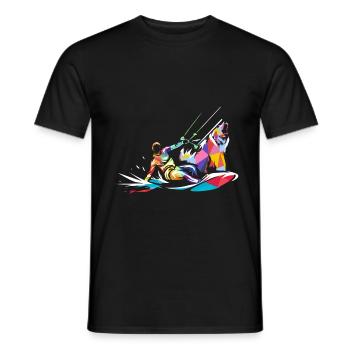 Bear kitesurfing gift - Men's T-Shirt - black - Front - AI Model Male 178 light (178cm)