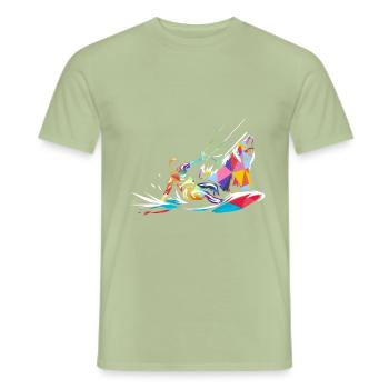 Bär Kitesurfing Geschenk - Männer T-Shirt - Sage - Vorne - AI Model Male 178 light (178cm)